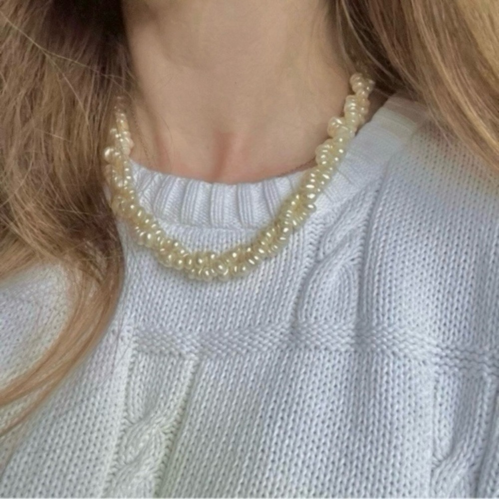 Twisted Fresh Water Pearl Strand Necklace Vintage “Zoradia” Elegant Classic Styl